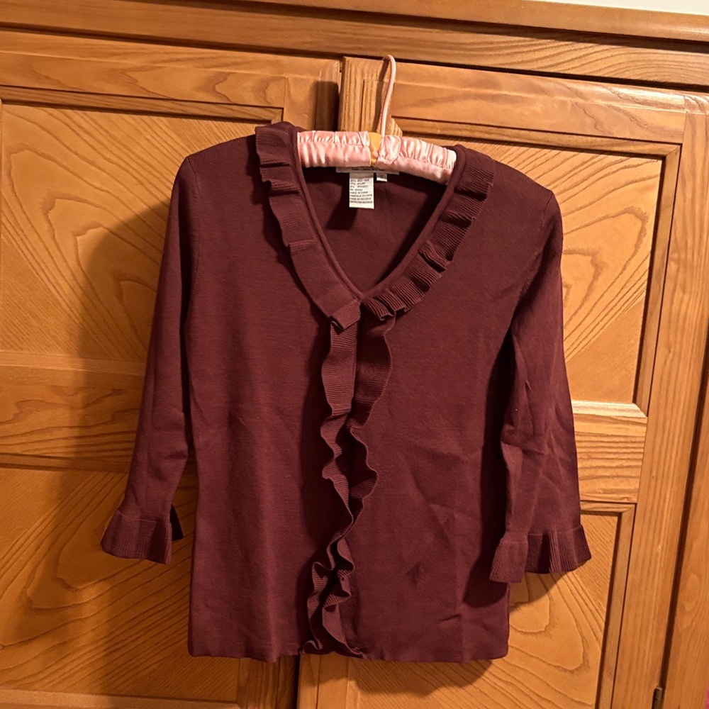 Joseph Deep Burgundy Ruffle Blouse
